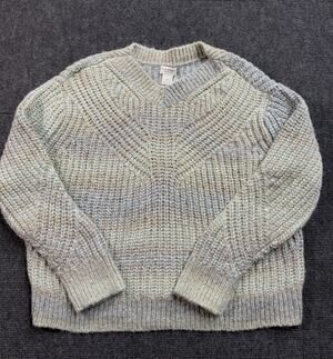 Club Monaco Watercolor Italian Yarn Chunky Knit V-Neck Sweater Women’s Size S